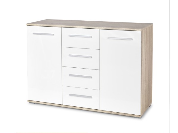 LIMA KM-4 chest, color: sonoma oak / white DIOMMI V-PL-LIMA-KM4-BIAŁY/SONOMA